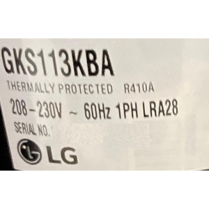LG Compresor Rotativo velocidad fija 208-230V/1Ph/60Hz LRA 56 R410A Protector Interno OLP 201400603064 11103010001056  Fits EACM012C11B Midea PAC13037 PAC120371