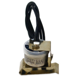 Appli Parts APBT-L21C Bimetal Thermostat Asian Type 2 Wire Open 60 F and Close 40 F with Clip, black and black wires, Model Reference BIM-21 / Thermodisc Appli Parts APBT-L21C Bimetal Thermostat Asian Type 2 Wire Open 60 F and Close 40 F with Clip, black and black wires, Model Reference BIM-21 / Thermodisc