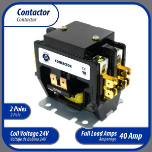 Appli Parts APAC-24024 Heavy Duty 2 Poles Contactor 40 Amp 24 Volts Coil Replacement for ac Compressor and Electrical Applications UL Certified 476929