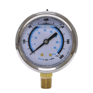 Liquid Filled Gauge (Glycerine) 1/4" Npt Mount 0-600psi (0-40 Bar) Uniweld Gsl318-3