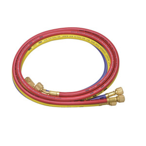 Uniweld HC3SMB 36 in Manifold Hoses, Red, Yellow and Blue, 1/4 in Standard Connection for use in refrigeration and air conditioning CFC,HCFC,HFC, Soft Magic Barrier