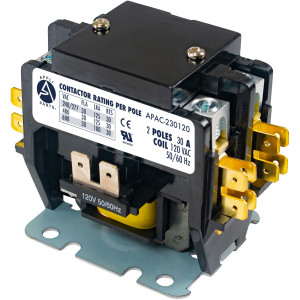 Appli Parts APAC-230120 Heavy Duty 2 Poles Contactor 30 Amp 120 Volts Coil Replacement for ac Compressor and Electrical Applications UL Certified E476929