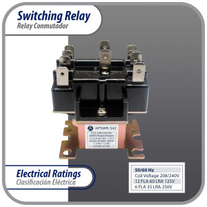 Appli Parts APSWR-342 90-342, 208-240 VAC Coil, General Purpose Switching Relay,DPDT, for HVAC applications and other general electrical installations Replaces APSR-342