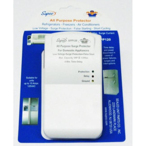 Supco APP120 Surge Protector for Refrigerator, Washing Machine, Dryer and Air conditioner 115v/60hz 448Joules APP120 Min Voltage 90 VAC Max 1 HP  Time Delay 4 mi +/- 1 min