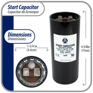 Appli Parts CON-460-250 Motor Start Capacitor 460-560 MFD uF, 250 VAC. Universal for Electric Motor Applications, 1.75 in Wide, 4.38 in Height
