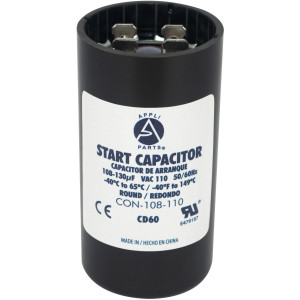 Appli Parts Condensador Capacitor Arranque 108-130 Mfd (microfaradios) uF 110-125 VAC remplazo universal para motores electricos de distintas aplicaciones 3.7cm Diametro 7cm Alto CON-108-110
