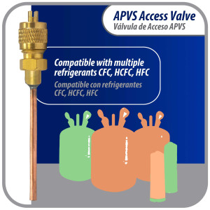 Appli Parts 10 Unidades Valvula de acceso de 1/4 SAE x 1/8 pulg OD x con vastago de cobre de 5cm de largo con nucleo y tapa de laton con removedor de nucleo y empacadura APVS-14182K10