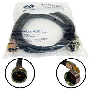 Appli Parts APIH-5934E Manguera 1.5 m Entrada de Agua Lavadora con 2 Sellos o Gomas, rosca de 3/4 pulg, conexiones Recta y codo de 90 grados