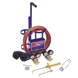 Uniweld Juego Soldadura Profesional K23C Incluye Manilla Soldar / Puntas Soldar / Regulador Oxigeno y Acetileno / Mangueras / Gafas / Encendedor / Llave Tanque / Incluye Base / No Incluye Tanques