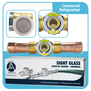 Appli Parts APSG-34S 3/4 in Sight Glass and liquid moisture indicator Solder connections with take-apart Body for HVAC/R installations suitable for CFC HCFC HFC refrigerants