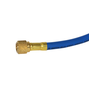 Uniweld EZM3B Manguera Manometro 36 pulg, 90 cm, Azul, Conexiones 1/4 x 5/16, CFC,HCFC,HFC,R410 Ez-Turn Anti-Blowback