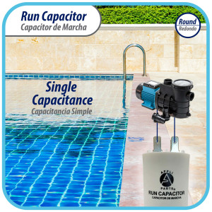 Appli Parts Run Capacitor for electric motors 50 Mfd uF (microfarads) 250VAC Plastic Case with terminals CBB60 Round Universal fit water pumps and others 4-1/4 in High 1-3/4 in Wide CON-50-250-P