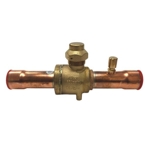 Danfoss 009L7056 1-1/8in Shut Off Ball Valve ODF GBC 28s Multiple Refrigerant MWP 650psi WT -40F to 300F with 1/4in SAE Schrader Valve Bi-Flow