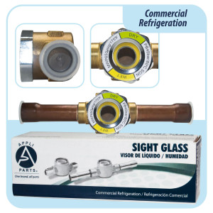 Appli Parts APSG-12S 1/2 in Sight Glass and liquid moisture indicator Solder connections with take-apart Body for HVAC/R installations suitable for CFC HCFC HFC refrigerants