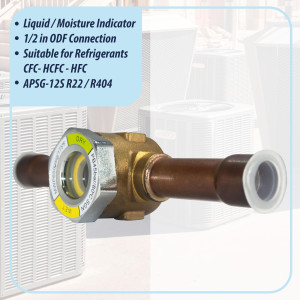 Appli Parts APSG-12S 1/2 in Sight Glass and liquid moisture indicator Solder connections with take-apart Body for HVAC/R installations suitable for CFC HCFC HFC refrigerants