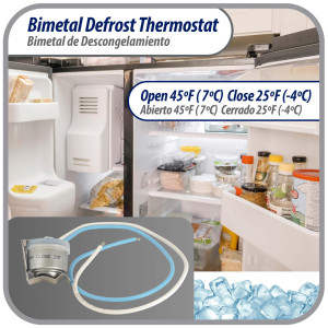 Appli Parts APBT-L45C Bimetal Termico 2 Cables Abre a 7 C y Cierra a -4 C, con clip, cables de colores negro y negro, Referencia BIM-315 Termodisco