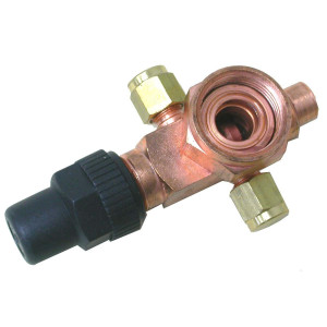 Danfoss 8168027 V01 1 pulg Rotolock x 3/8 ODF Soldable, Valvula de Servicio para Compresores