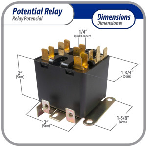 Appli Parts APPR-064 Relay Potencial 064, Voltaje de Bobina 395 V, Recogida Minima 260 V, Recogida Maxima 275 V, Caida Maxima 120 V, 50/60Hz Remplazo universal para refrigeracion y aire acondicionado
