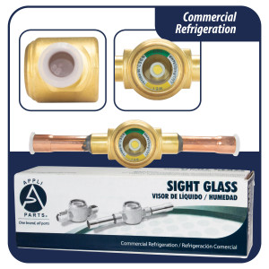 Appli Parts APSG-38AS 3/8 in Sight Glass and liquid moisture indicator Solder connections with Solid Body for HVAC/R installations suitable for CFC HCFC HFC refrigerants