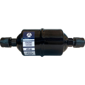 Appli Parts APFD-083 3/8 in Liquid Line Refrigerant AC Filter Drier hvac Refrigeration 083 SAE Flare connection universal unidirectional 6-1/2 in long 2 in wide