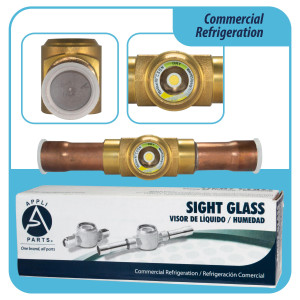 Appli Parts APSG-34AS 3/4 in Sight Glass and liquid moisture indicator Solder connections with Solid Body for HVAC/R installations suitable for CFC HCFC HFC refrigerants