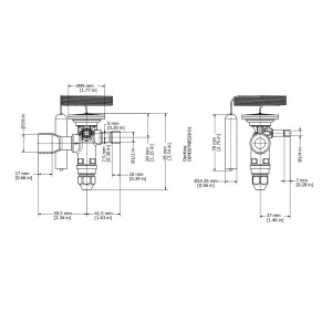 Danfoss 067N3152 4.5TR Thermostatic expansion valve, TGE, R410A,R32, 1/2x7/8 in Solder, ODF, 1/4 in Externally equalized, Bi-flow, -40 to 50 F replaces 067N3172