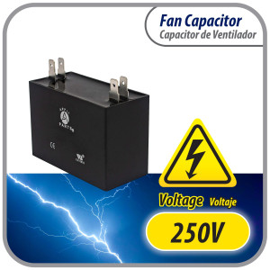 Appli Parts CAP-18-250 Fan Capacitor 18 mfd (microfarads) uf 250 VAC with 4 Terminal Connections compatible with any brand within the same range of capacitance 2-1/4 Width, 7/8 Depth, 1-7/8 in Height