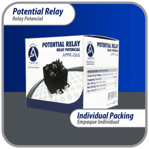 Appli Parts APPR-066 Potential Relay 066, Coil Voltage 395 V, Min Pick up 215 V, Max Pick up 225 V, Max Drop Out 120 V, 50/60 Hz Universal replacement for HVAC and Refrigeration units