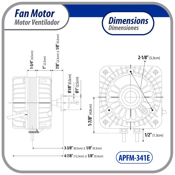 Appli Parts APFM-341E 34W Condenser and Evaporator Fan Motor 115V 60Hz 1.5A, Includes 12in Aluminum Fan Blade and Mounting Base, Universal Replacement for Commercial Refrigeration Units Appli Parts APFM-341E 34W Condenser and Evaporator Fan Motor 115V 60Hz 1.5A, Includes 12in Aluminum Fan Blade and Mounting Base, Universal Replacement for Commercial Refrigeration Units