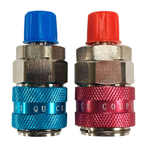 Appli Parts APQC-134K Quick Coupler Kit R-134a Adapters for automotive Air Conditioning Charge includes 1/4 in Hi and Low Straight professional grade pressure connections 