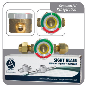 Appli Parts APSG-14 1/4 in Sight Glass and liquid moisture indicator Flare connections with take-apart Body for HVAC/R installations suitable for CFC HCFC HFC refrigerants