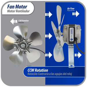 Appli Parts APFM-182E 18W Condenser and Evaporator Fan Motor 220V 60Hz 0.5A, Includes 10in Aluminum Fan Blade and Mounting Base, Universal Replacement for Commercial Refrigeration Units