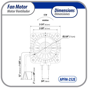 Appli Parts APFM-252E 25W Condenser and Evaporator Fan Motor 220V 60Hz 1.0A, Includes 12in Aluminum Fan Blade and Mounting Base, Universal Replacement for Commercial Refrigeration Units