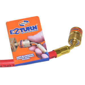 Uniweld EZM3R Manguera Manometro 36 pulg / 90cm Roja 1/4 X 5/16 CFC/HCFC/HFC R410 Ez-Turn Anti-Blowback
