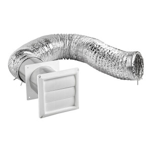 Kit Ducto Transicion Lambro 4inX5ft 1377w, Rejilla Blanca, 2 Abrazaderas, Caja Individual