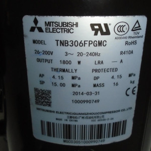 Compresor Inverter Mitsubishi Tnb306fpgmc R410a 11103020000126 / 201401500220 / 11103020000002 / 201401510160 Sirve Emvrf50c00b / Eddm036c16b