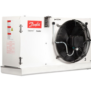 Danfoss 114U0015 Evaporador Optyma MBP/LBP R404 19K Btu/hr 25F SST MBP 15.5K Btu/hr -20F SST LBP Deshielo Electrico 6FPI Perfil Bajo 3 x Ventilador Axial ECM 300mm DACC RX L186.1A4/E1 230V/1Ph/60Hz 