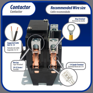 Appli Parts APAC-1S40240 Heavy Duty 1 Pole with Shunt Contactor 40 Amp 240 Volt Coil Replacement for ac Compressor and Electrical Applications UL 476929 