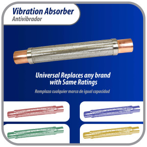Appli Parts APVE-258 Antivibrador 2-5/8 pulg Soldable Eliminador de Vibracion 61cm Largo 300psi presion maxima de trabajo y 3.265psi presion de rotura