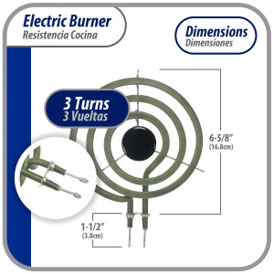 WB30K10002 Appli Parts Surface Burner Heating Element 3 turns, 6 in, 3 turn, 1250 W, 240 V, Replaces GE General Electric SP12YA, WB30K10002, SU201, TS3W6212, 404064, WB30K10005, 5303015716, 316439800, 318372210, WB30T10023, WB30T10075, 2391B, 5304431013, 