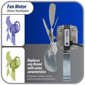 Appli Parts APFM-101E 10W Condenser and Evaporator Fan Motor 115V 60Hz 0.65A, Includes 9in Aluminum Fan Blade and Mounting Base, Universal Replacement for Commercial Refrigeration Units