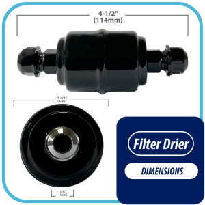 Appli Parts APFD-033 3/8 in Liquid Line Refrigerant AC Filter Drier hvac Refrigeration 033 SAE Flare connection universal unidirectional 4-1/2 in long 1-3/4 in wide

