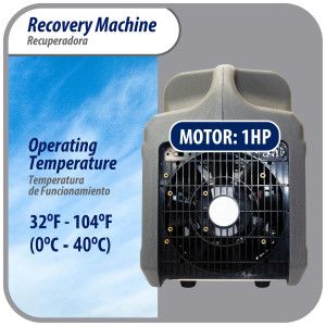 Appli Parts APRRM-11 Maquina recuperadora de refrigerante 1 Hp, 110 V, 60Hz, portable funciona con multiples refrigerantes, incluye filtro secador y manguera