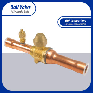 Appli Parts APBV-058 5/8 in Shut Off Ball Valve ODF Universal Replacement 610 psi (4.2 Mpa) max pressure -22 F to 248 F work temperature with 1/4 in SAE service port, with 6-1/2 in overall length