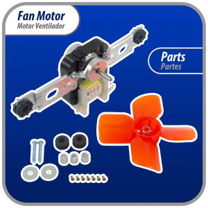 Appli Parts APFM-343 Motor Kit ventilador remplazo de 343 con bases 115 V, 12 W, 60 Hz, 0.22 A, 3000 rpm, CW, Incluye aspa, gomas y base, Remplaza 482731, Whirlpool