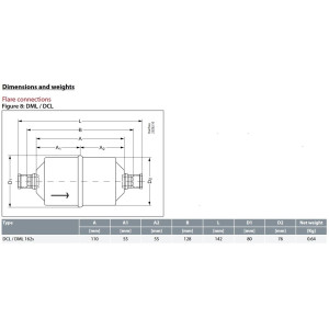 Danfoss 023Z5028 1/4in Liquid Line Refrigerant AC Filter Drier hvac refrigeration ODF 1.5-2.4tons Unidirectional 5-9/16in Long 3-1/8in Wide DCL 162S 