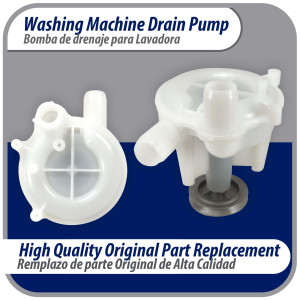 Appli Parts WP6-2022030AP Bomba Drenaje Lavadoras Compatible con Whirlpool remplaza 202203, LP117, 200724, 202204, 202532, 202540, 2-0724, 2-11054, 2-2203, 2-2204, 2-2532, 2-2540, 2-737, 200737