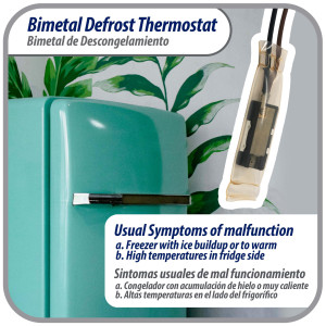 Appli Parts APBT-S2013 Bimetal Termico Tipo Asiatico 2 Cables Abre 13 C y Cierra 0 C, con cables Marron y Negro, Remplaza BIM-2013 Termodisco