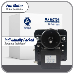 Appli Parts APFM-1638 Motor Ventilador para evaporadores de refrigeradoras 110 V, 60 Hz, 0.12 A, 7.5 W, 2500 rpm, CCW Giro contrario a las agujas del reloj, eje 4.3 cm Sirve 200D2940P005, WR01F01638