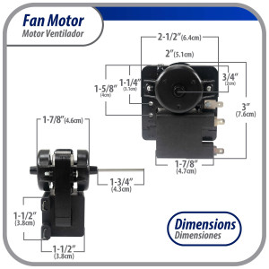Appli Parts APFM-1638 Motor Ventilador para evaporadores de refrigeradoras 110 V, 60 Hz, 0.12 A, 7.5 W, 2500 rpm, CCW Giro contrario a las agujas del reloj, eje 4.3 cm Sirve 200D2940P005, WR01F01638